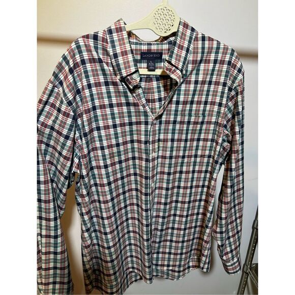 Men’s Lands’ End Plaid Traditional Fit Size Large 16-16 1/2 Classic Long Sleeve - Picture 1 of 6